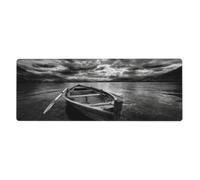 Woshuwo Wooden Row Boat Floating In The Water Large Mouse Pad | Long Extended Mouse Mat For Keyboard Table Waterproof Mousepad Office, 31.5x11.8 In
