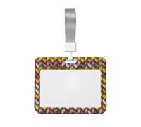 Woshuwo Woolen Fabric Pattern with Multicolored Yarn Sliding Id Badge Holder Hard Plastic Work Card Case Name Tag Protector for Nurses Office