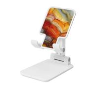 Woshuwo Yellow Orange Marble With Gold Veins Foldable Cell Phone Stand Adjustable Angle Height Desktop Portable Cellphone Cradle Compatible With All Smartphone White-Style