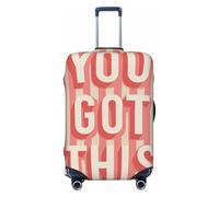 Woshuwo You Got This Soft Pink Text On Stripe Elastic Travel Luggage Covers Dustproof Scratch-Resistant Suitcase Protector Fit 22-24 Inch