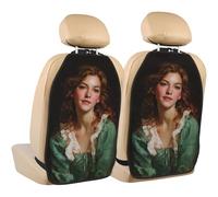 Woshuwo Young Woman Brown Hair Green Dress Car Seat Back Kick Protectors,2 Pack Kick Mats With Storage Pockets For Vehicles To Protect From Dirt Mud Scratches