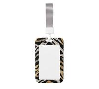 Woshuwo Zebra Leopard Print Sliding Id Badge Holder Hard Plastic Work Card Case Name Tag Protector for Nurses Office