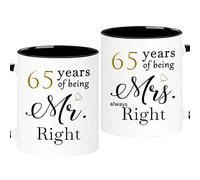 WOSIWULA 65 Year Anniversary Coffee Mugs Set of 2, 65th Wedding Anniversary Decorations Gifts for Couple Grandparents Parents Women Men Wife Husband Her Him, 11oz