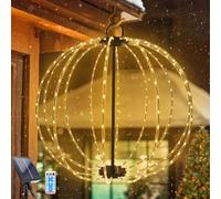 WoskjXas Christmas Solar Lanterns Light 30cm/11.8 Inches 8 Modes Waterproof Garden Lanterns Lights, 96 LEDs Solar-Garden Hanging Lights, Circular Lantern Outdoor for Decoration Patio Yard (Warm White)