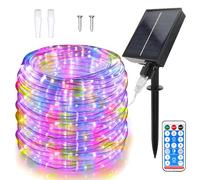 WoskjXas Solar Fairy String Lights, Solar String Rope Lights, 20M/66Ft 200 LEDs 8 Modes Solar Powered Outdoor Tube Lights Waterproof with Remote for Swimming Pool Christmas Party Decorations