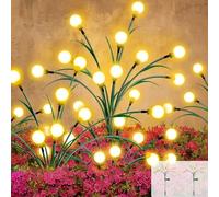 WoskjXas Solar Firefly Garden Lights Outdoor, 2Pack 10LEDs Waterproof Firefly Lights, Bright Swaying Solar Garden Lights, Starburst Swaying Light, Dancing Fireflies Lights for Path Fence