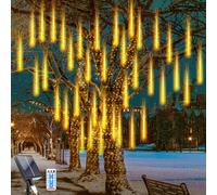 WoskjXas Solar Meteor Lights 11.8 Inch 10 Tubes 240LEDs Meteor Christmas Lights, Garden Decorative Meteor Light Waterproof with Remote Control for Decorating Home, Garden, Fence, Christmas