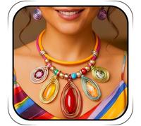 Wosois African Statement Choker Necklaces Pride Colorful Chunky Bib Collar Necklace Ethnic Indian Tribal Jewelry Set for Women