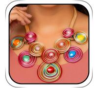 Wosois Colorful Spiral Wire Jewelry Set, Statement Necklace and Earrings with Multicolor Crystal,Rose Gold Chain