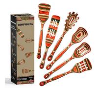 WOSPONFAN Wooden Spoons for Cooking, Kitchen Utensils Set, Pakkawood Kitchen Cooking Utensils Set, Apartment Essentials Wood Serving Spatula spoon, Salad Tongs, Home & kitchen Gift for Women