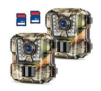 WOSPORTS Mini Tracking Camera, 2 Pack 24MP 1080P HD Game Hunting Camera with 32GB SD Cards, Small Waterproof Night Vision Camera for Outdoor Wildlife Surveillance