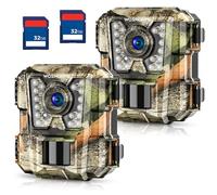 WOSPORTS Mini Tracking Camera, 2 Pack 24MP 1080P HD Game Hunting Camera with 32GB SD Cards, Small Waterproof Night Vision Camera for Outdoor Wildlife Surveillance