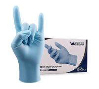 Wostar Nitrile Disposable Gloves 3 Mil Pack of 200, Latex Free Safety Working Gloves for Food Handle or Industrial Use (Blue Large 200pcs)