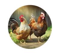 Wostery Farm Rustic Chickens Print Round Mouse Pad Mouse Mat Non-Slip Rubber Gaming Mouse Pad 8 Inch