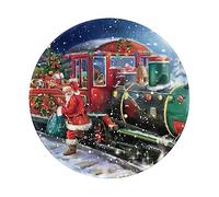 Wostery Santa North Pole Train Print Round Mouse Pad Mouse Mat Non-Slip Rubber Base Mousepad for Computer Office Home