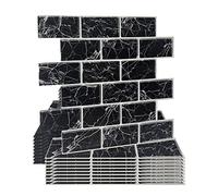 WoStick 10-Sheets Upgrade 2.5mm Thicker Kitchen Peel and Stick Tiles | Black Subway Metro Backsplash Tiles for Kitchen Home Renovation (12" x 12")