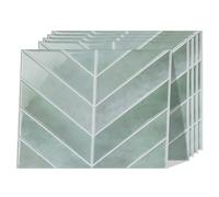 WoStick Sage Green Peel and Stick Wall Tiles, Premium 2.5mm Thick Chevron Stick on Tiles, Waterproof Self Adhesive Wall Tile for Kitchen and Bathroom, 32x25cm, 5 Sheets/Pack