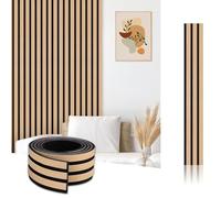 WoStick Self Adhesive Slat Wall Panels, Decorative Peel and Stick Acoustic Wall Panels, 3D Wood Panel for Walls, Sound Absorbing Panel for Living Room, Bedroom, Office (2.5 Meters/roll)