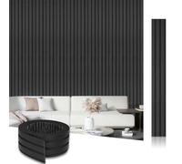 WoStick Self Adhesive Slat Wall Panels, Decorative Peel and Stick Acoustic Wall Panels, 3D Wood Panel for Walls, Sound Absorbing Panel for Living Room, Bedroom, Office (2.5 Meters/roll)