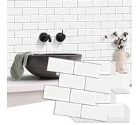 WoStick White Peel and Stick Wall Tiles, 2.5mm Thicker Stick on Tiles Kitchen, Larger Metro Subway Self Adhesive Wall Tile for Kitchen Bathroom(10sheets/Pack)