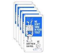 WOSTOD Funny Design Metal Sign Don't Pee in Our Pool Signs We Don't Swim in Your Toilet for Swimming Pool Safety Sign 5X10 Inch 5Pcs