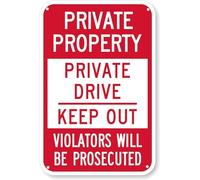 WOSTOD Warning Signs Private Property Private Drive Keep Out Violator Will be Prosecution Metal Yard Sign 8X12Inch