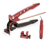 Wostore 180 Degree Tubing Bender Kit for 1/4 5/16 and 3/8 Inch Pipe Bending Tool with 1/8" to 7/8" (3-22mm) Mini Tube Bender and Deburring Tool Copper Aluminum Thin Stainless Steel Manual Pipe Bender