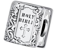 WOSTU Bible Verse Open Book Charm for Women Religious Faith Hope Love Pendant Bead Compatible with Bracelets Necklace Christmas Baptism Gift for Family Mom Wife