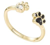 WOSTU Gold Paw Print Band Ring Adjustable Open Stackable Rings for Women Cat Dog Paw Jewelry Trendy Animal Stacking Rings Fidget Anxiety Ring for Stacking