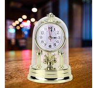 wosume Silent Table Clock, Clock, Antique Clock Home Ornament Retro European Clock for Study Living Room Indoor Bedroom(Golden)