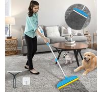 WOSWOK Carpet Rake for Dog Hair Remover: 2 in 1 Reusable Pet Hair Remover - 60‘’ Adjustable Long Handle Carpet Removal Tool for Dog Cat Human Hair - Carpet Scrape Cleaning for Rug Couch Bed