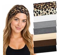 Wosyoodo 8 Pcs Unisex Headbands, Running Headband, Comfortable & Stretchable, Wide Headband Sweat-Wicking Non-Slip Hair Bands for Running, Gym, Yoga, Fitness