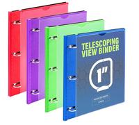 WOT I 4-Pack Telescoping 3 Ring Binder 1 Inch, Expandable Flexible Binder - Patented Design for Easy Portability, Holds 225 Sheets, Perfect for School, Office&Home Organization, Blue+Green+Red+Purple