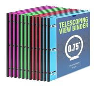 WOT I Telescoping 3 Ring Binder - 12Packs, Flexible View Binder with Elastic Rubble Spine+Customized Front Cover+Clear Catalog Pocket+Heavy Duty Round Rings, Holds 160 Sheets 8.5x11 inch Paper