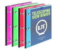 WOT I Telescoping 3 Ring Binder 4Packs, Flexible View Binder with Expandable Spine+Customized Front Cover+Clear Catalog Pocket, Flat Thin Binder Holds 160 Sheets, 4 Bright Colors