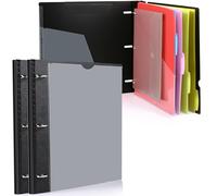 WOT I Telescoping Project Organizer 2PCS, Refillable Binder with Dividers and Pockets, 13 Pocket Folders, 1 Inch 3 Ring Binder, Black