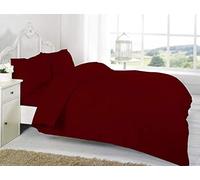 WOT NON IRON Luxury Parcale Plain Dyed Duvet Cover & 2 Pillow Cases Bed Set (Burgundy, SuperKing)