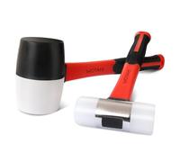 WOTAHI 2-Piece Rubber Mallet Hammer Set-16 oz. White and Black Rubber Mallet and 35 mm Dual Nylon Head Installation Hammer, Soft Grip Fiberglass Handle, Double-Faced Non-marring and Solid Head
