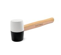 WOTAHI 8 Oz. (227 g) Rubber Mallet Hammer with White and Black Double-Faced Soft Head, Hardwood Handle Small Hammer for Woodworking, Flooring, and Tile
