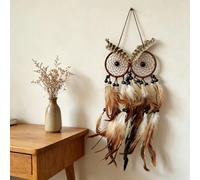 Wotcsil Dream Catcher Boys Girls Large Dreamcatcher for Adult Kids Handmade Boho Wall Hanging Bedroom Accessories Home Decor Party Ornaments Craft Birthday Gifts, Brown Owl