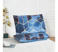 Wotcsil Geometric Pillow Cases 2 Pack, Soft Brushed Microfiber Pillowcases Standard Size 50x75cm Pillow Covers with Envelope Closure, Blue