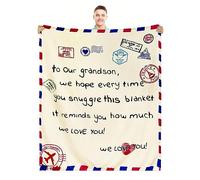 WOTDKG Grandson Gift from Grandma Grandpa Bed Throw Blankets 130x150cm for Grandson from Grandparents - Grandson Blanket Birthday Gift Graduation Gift Reminder Gift I Love You Gift (GRANDSON)