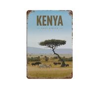 WOTDKG Kenya East Africa Wildlife,Tin Sign Vintage Retro Metal Wall Decor Decoration Art for Home Garden Kitchen Bar Pub Living Room Office Garage Poster Plaque(30x40cm 12x16 inch-A24