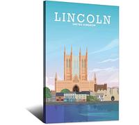 WOTDKG Metal Tin Sign England Lincolns Lincolns Cathedral Vintage Travel Tin Sign Rustic Decor Cave Coffee Shop Bar Bedroom Home Wall Decor Tin Sign 14x20CM