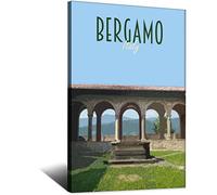 WOTDKG Metal Tin Sign Italy Bergamo Convento Di San Francesco Vintage Travel Tin Sign Rustic Decor Cave Coffee Shop Bar Bedroom Home Wall Decor Tin Sign 20x30CM