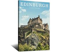WOTDKG Metal Tin Sign Scotland Edinburgh Edinburgh Castle Vintage Travel Tin Sign Rustic Decor Cave Coffee Shop Bar Bedroom Home Wall Decor Tin Sign 20x30CM