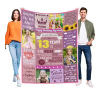 WOTDKG Personalised 13th Birthday Gifts for Girls, Custom 13th Birthday Blanket with Photo,Birthday Gifts for GrandDaughter,Daugther Sister, 13 Year Old Girls Birthday Presents