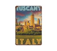 WOTDKG San Gimignano Tuscany Italy Sunset,Tin Signs,Funny Vintage Metal Sign Plaqu Poster Wall Art Kitchen Garden Bathroom Decor(20x30cm 8x12 inch-F15