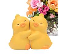 WOTEG Resin Bookends | Duck Book Stopper - Ducks Hugging Bookshelf Stopper Cute Cartoon Resin Book Support For Living Room