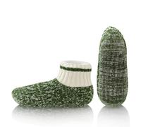 WOTENCE Mens Slipper Socks Fluffy Fuzzy Warm Holding Sock Non Slip Knitted Thick Lined Cosy Winter Home Slippers Socks(Green)